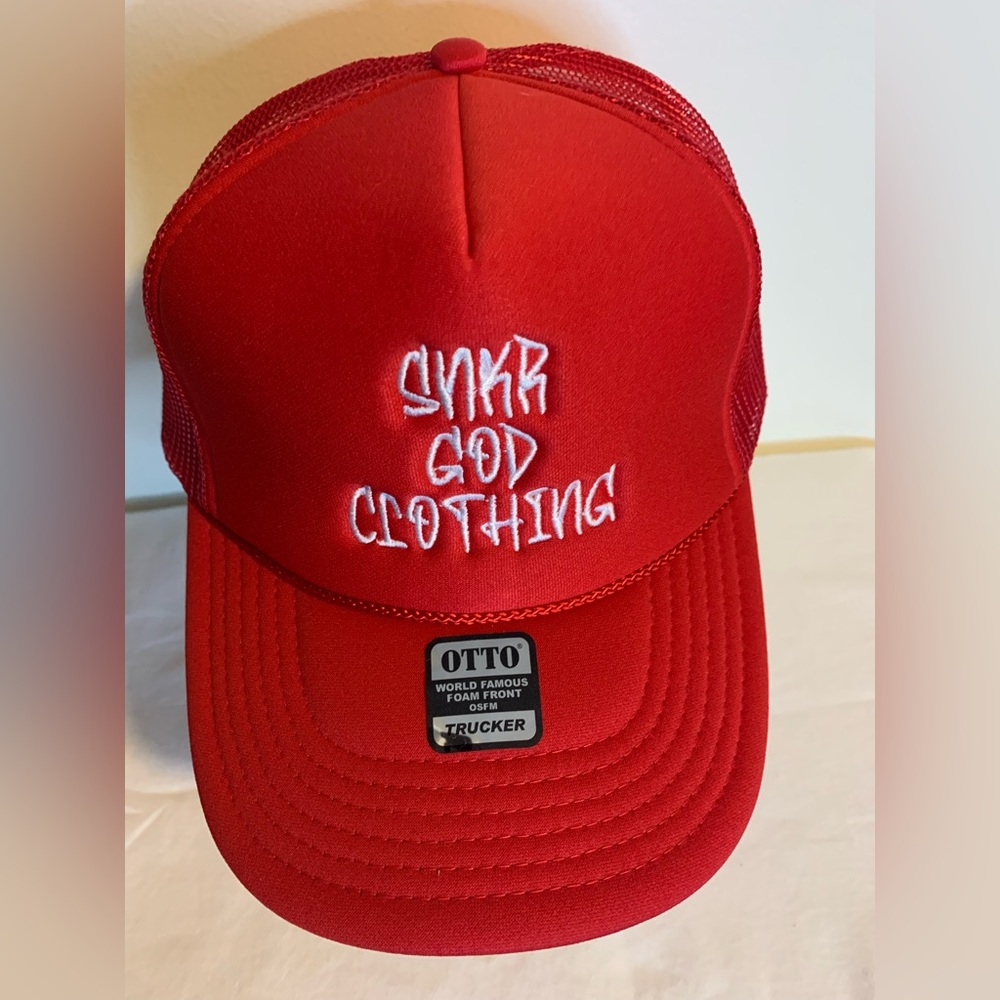 OTTO Red Trucker Cap with White Embroidery